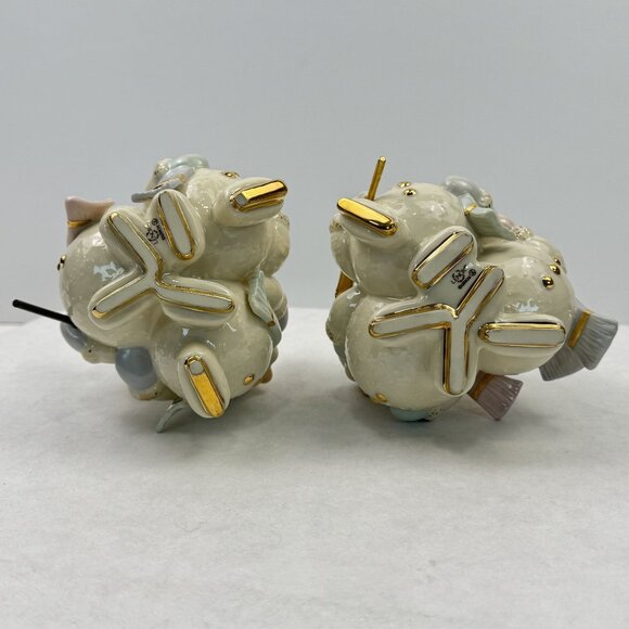 Vintage Set of 2 Lenox Snowmen Trio Skating by Candlelight Candle Holders Taper - Picture 5 of 16